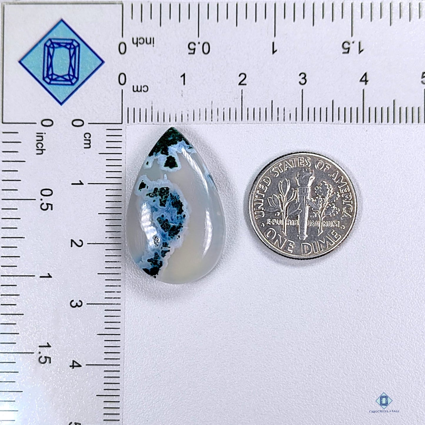 Moss Agate Pear Cabochons