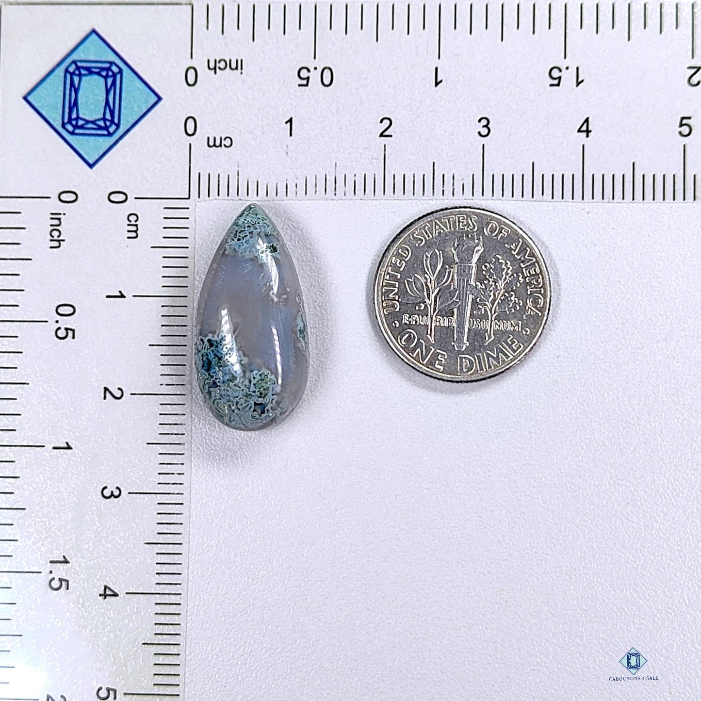 Moss Agate Pear Cabochons