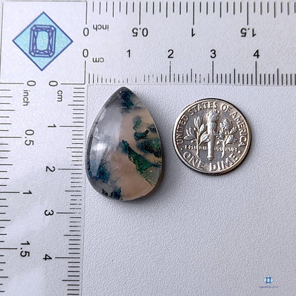 Moss Agate + Crystal Quartz Pear Doublets