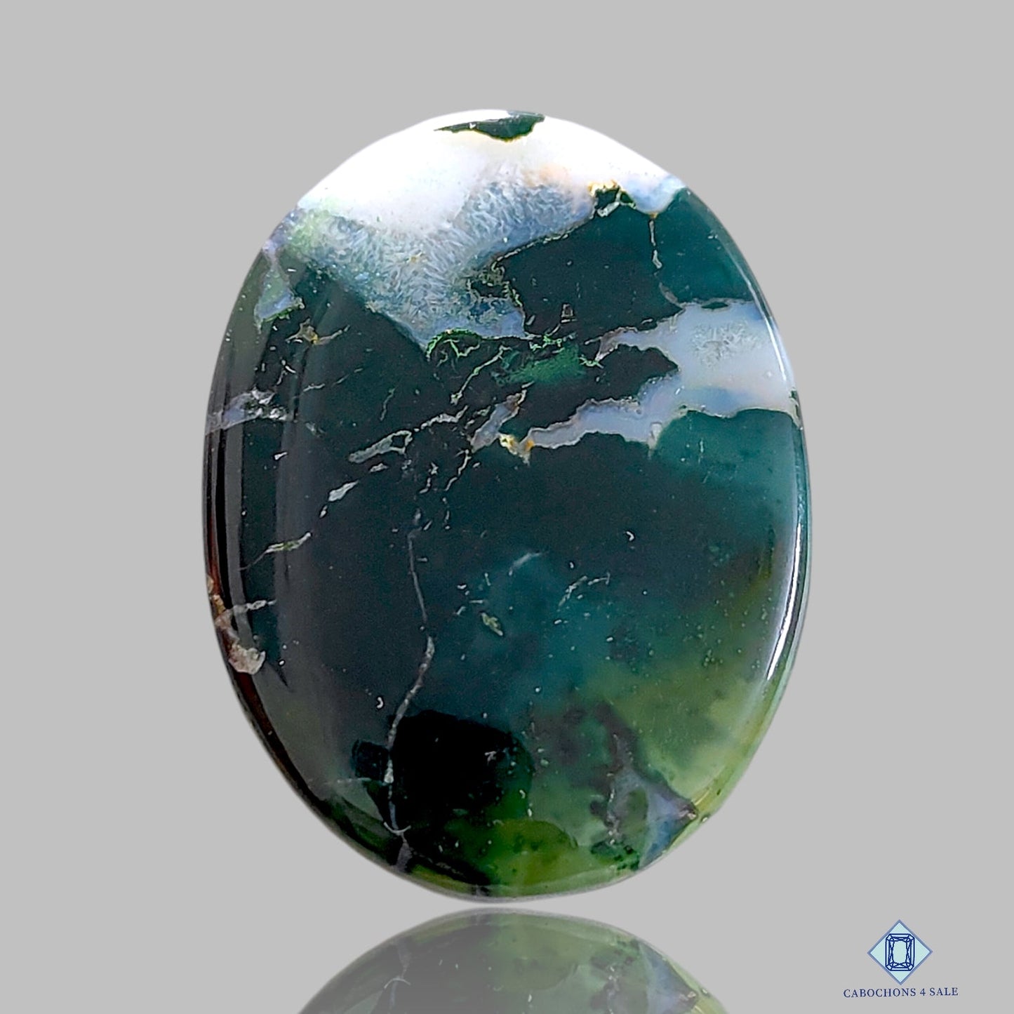 Moss Agate Palm Stone Oval Cabochons