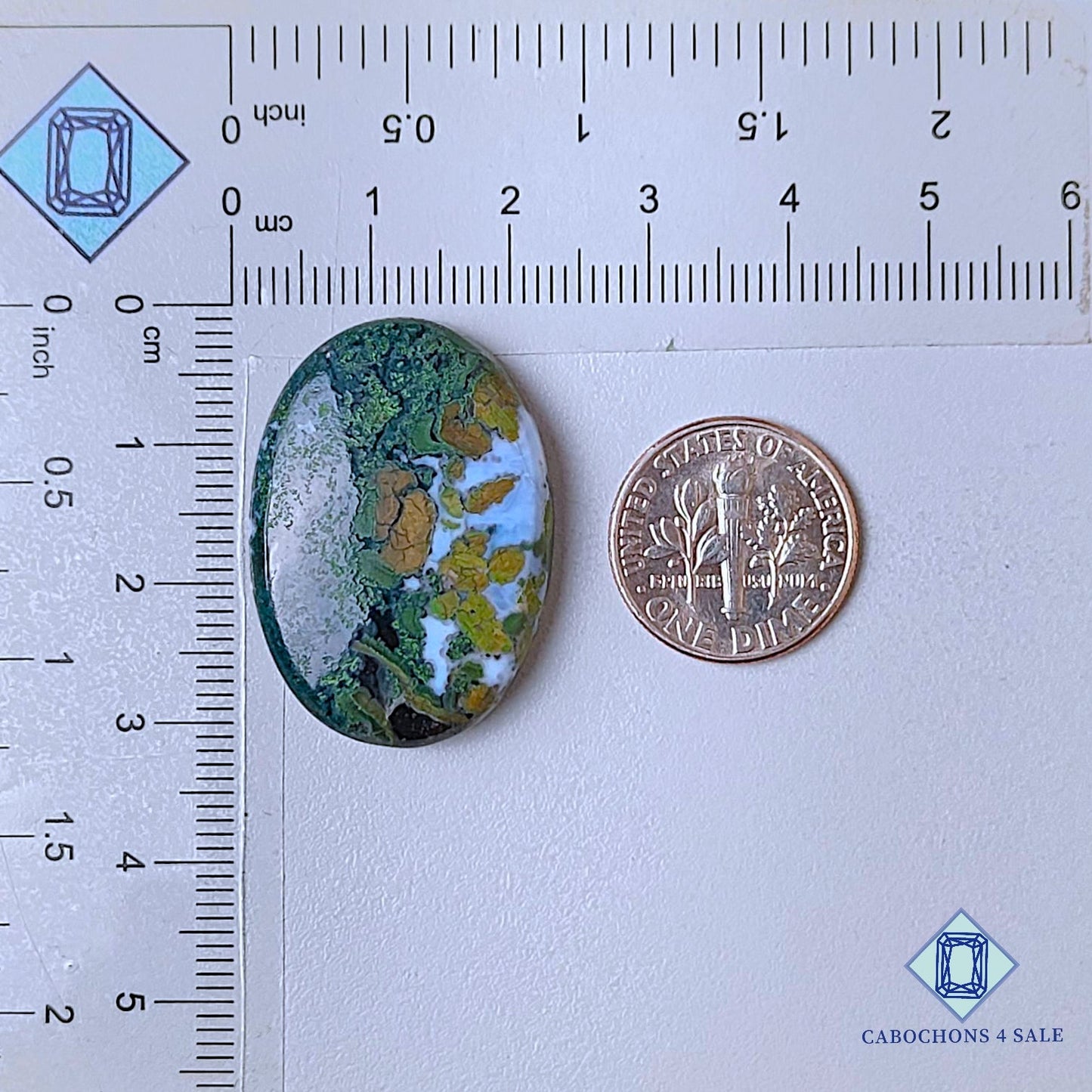 Cabujones ovalados de ópalo azul musgo natural de 31 x 22 x 6 mm, de Perú, disponibles para la venta.