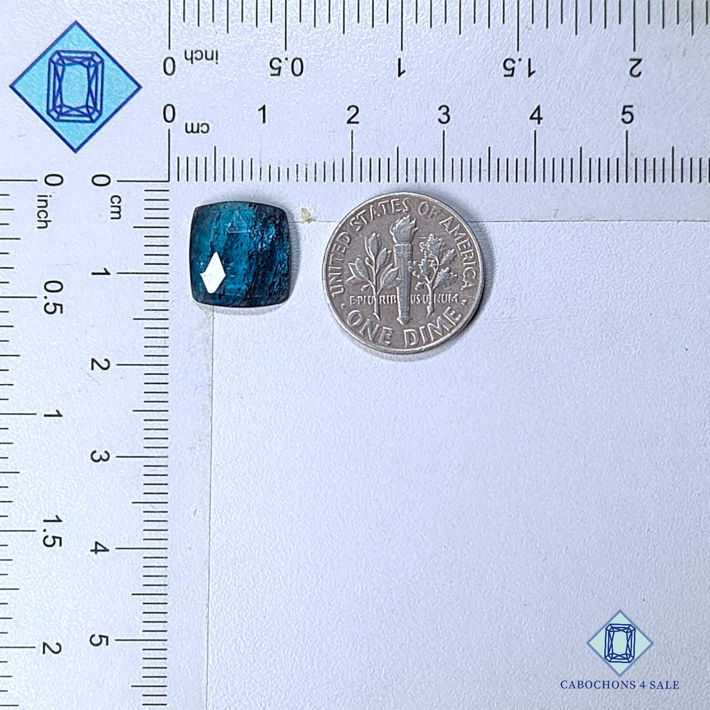 Natural Moss Teal Blue Kyanite Gemstone Rectangle Rose Cut 12*11*3mm from Brazil available for sale