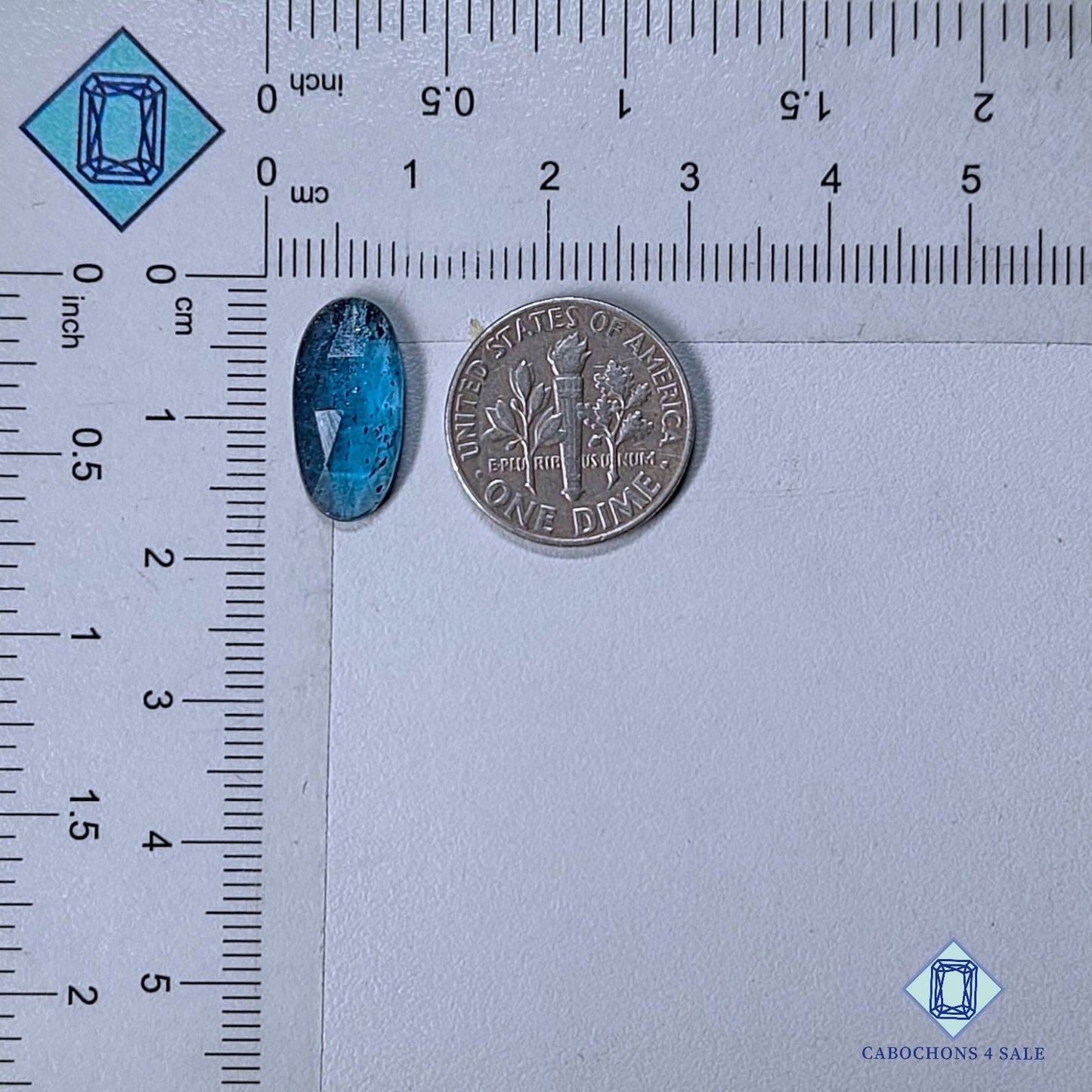 Natural Moss Teal Blue Kyanite Gemstone  Oval Rose Cut 16*8*3mm from Brazil available for sale