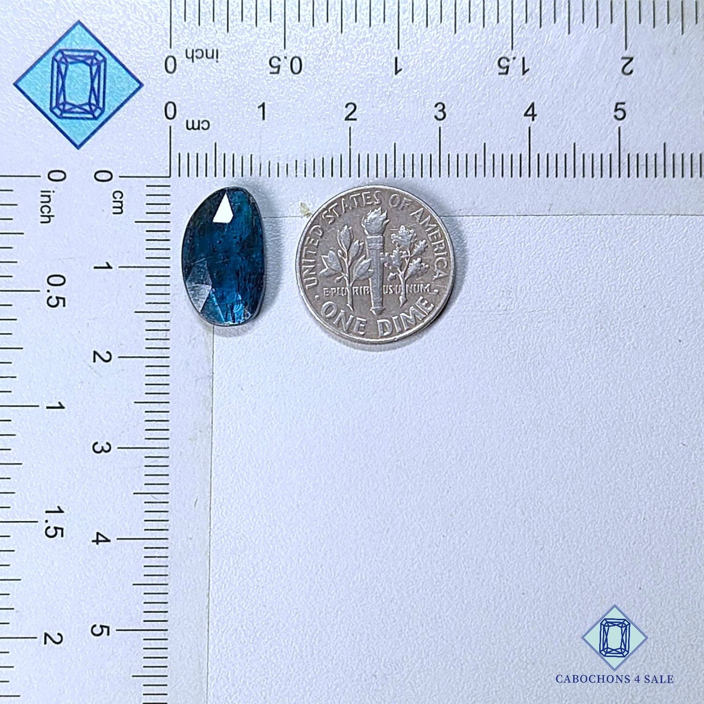 Natural Moss Teal Blue Kyanite Gemstone  Fancy Rose Cut 15*9*3mm from Brazil available for sale