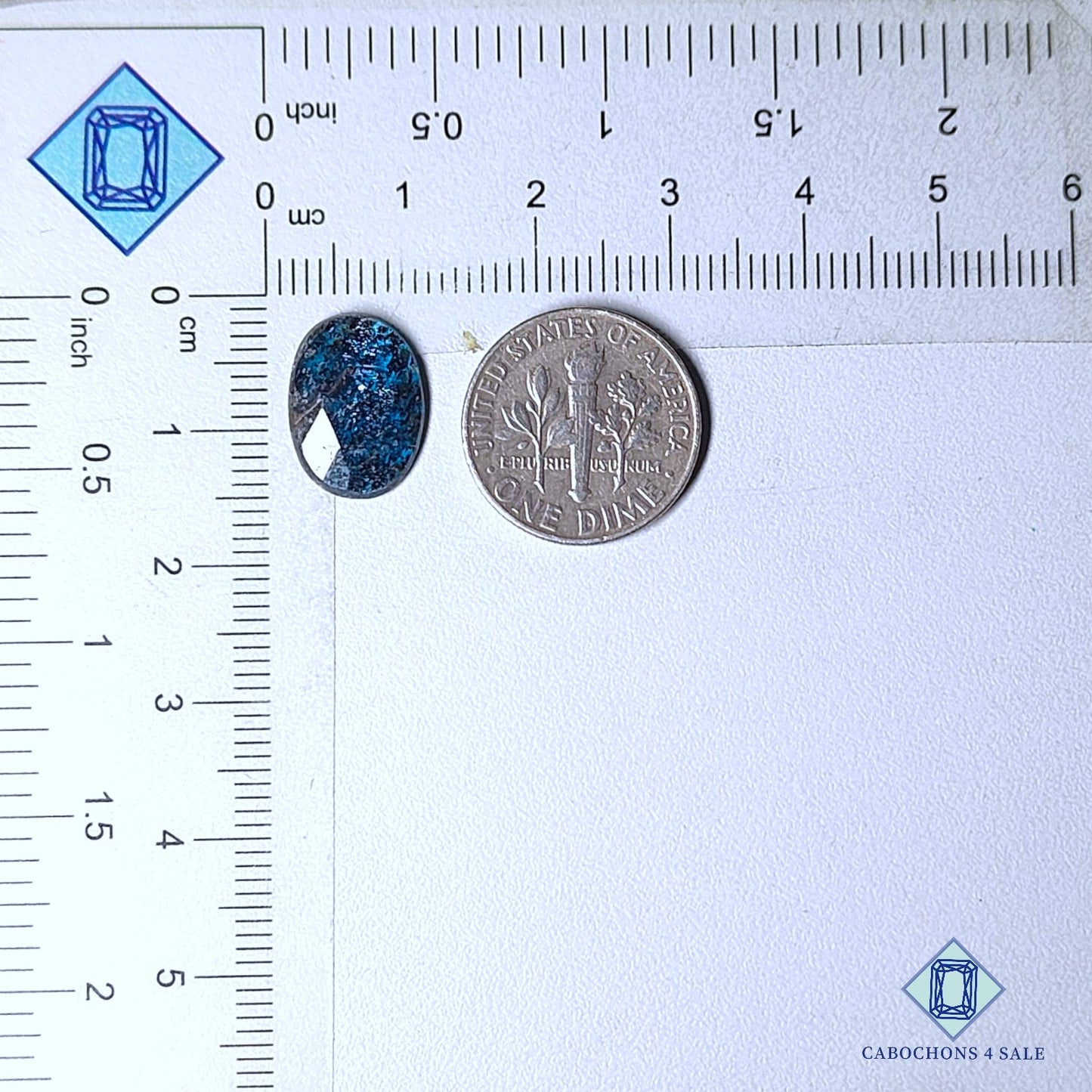 Natural Moss Teal Blue Kyanite Gemstone  Oval Rose Cut 14*10*2mm from Brazil available for sale