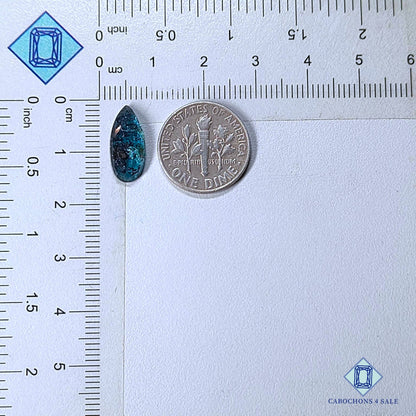 Natural Moss Teal Blue Kyanite Gemstone  Pear Rose Cut 15*7*4mm from Brazil available for sale