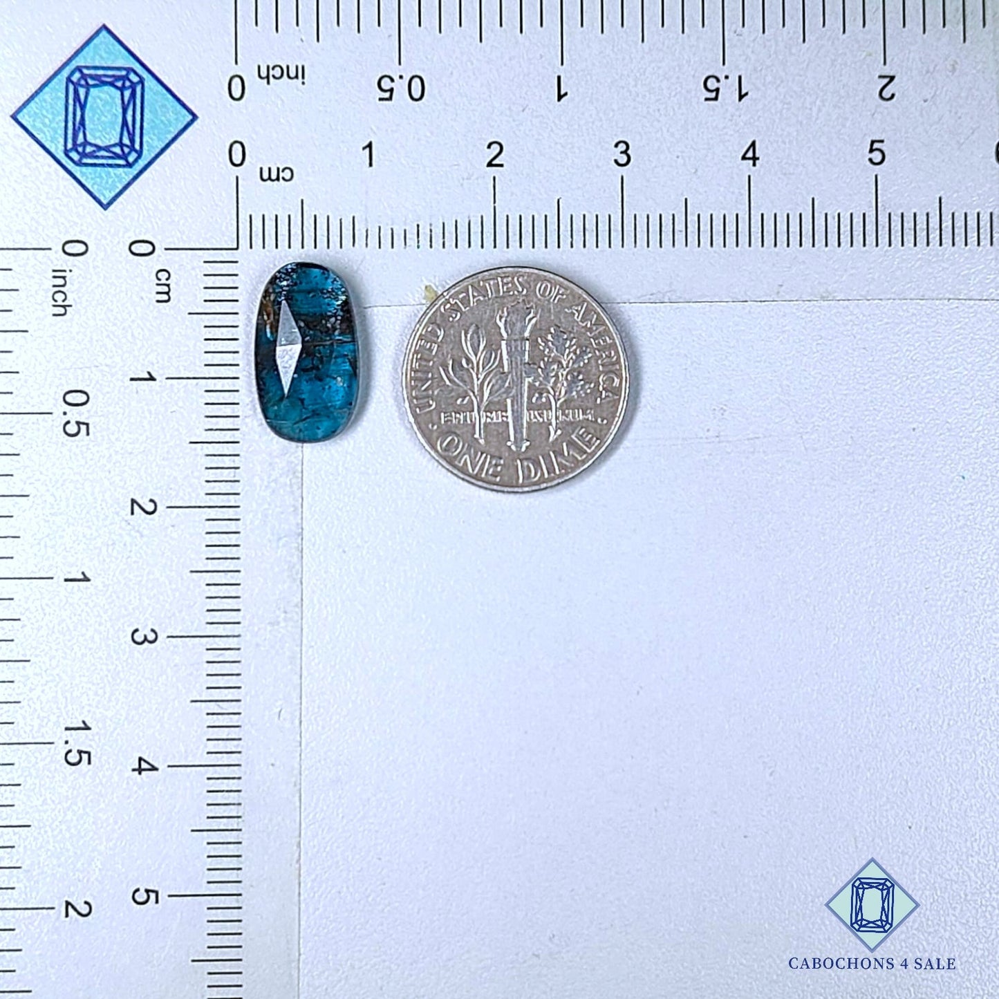 Natural Moss Teal Blue Kyanite Gemstone  Oval Rose Cut 14*8*3mm from Brazil available for sale