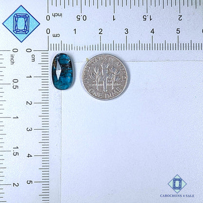 Natural Moss Teal Blue Kyanite Gemstone  Oval Rose Cut 14*8*3mm from Brazil available for sale