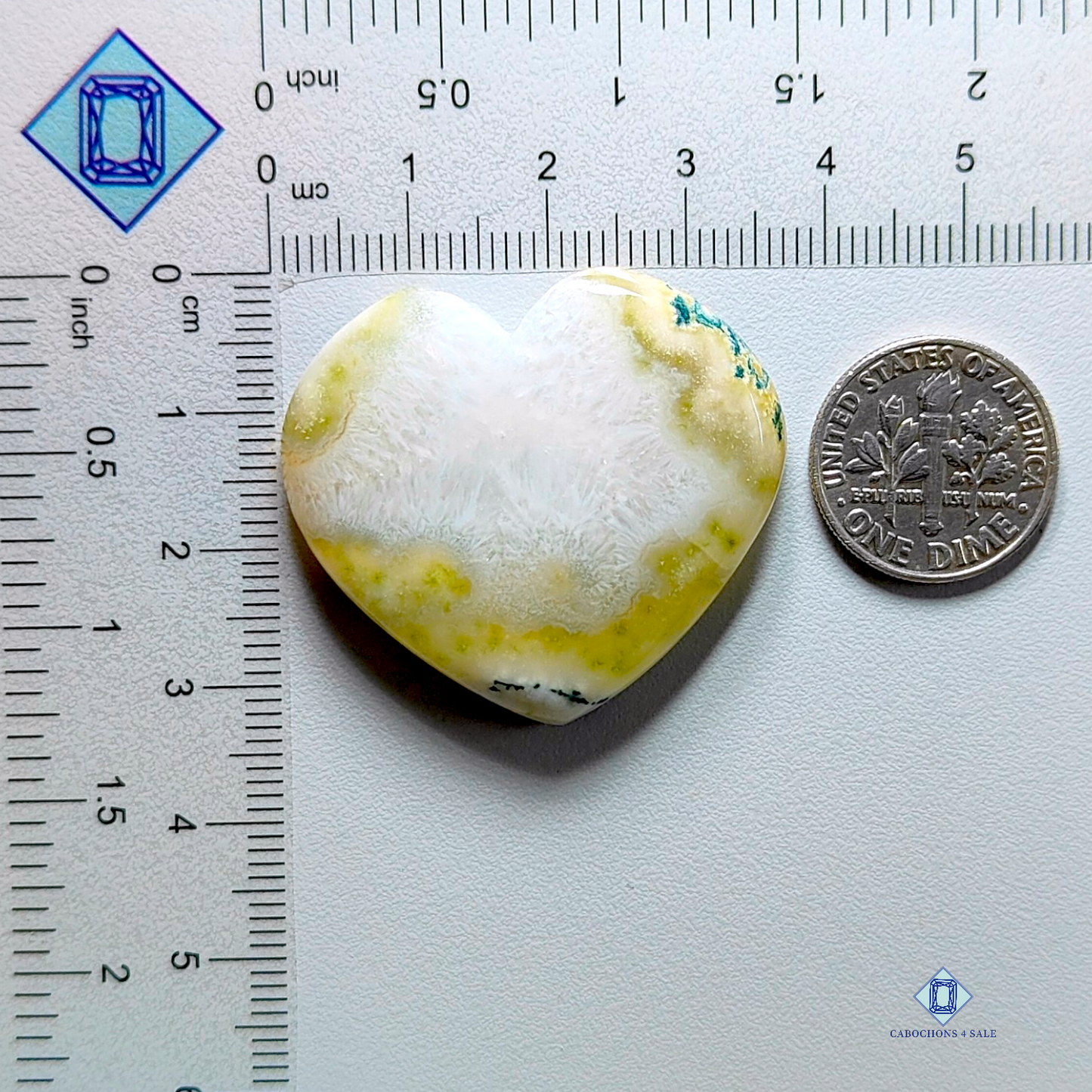 Moss agate-Heart-cabochons