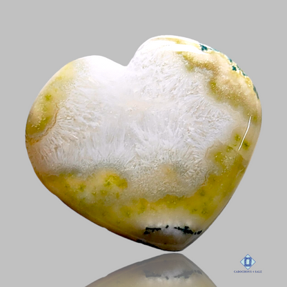 Moss agate-Heart-cabochons