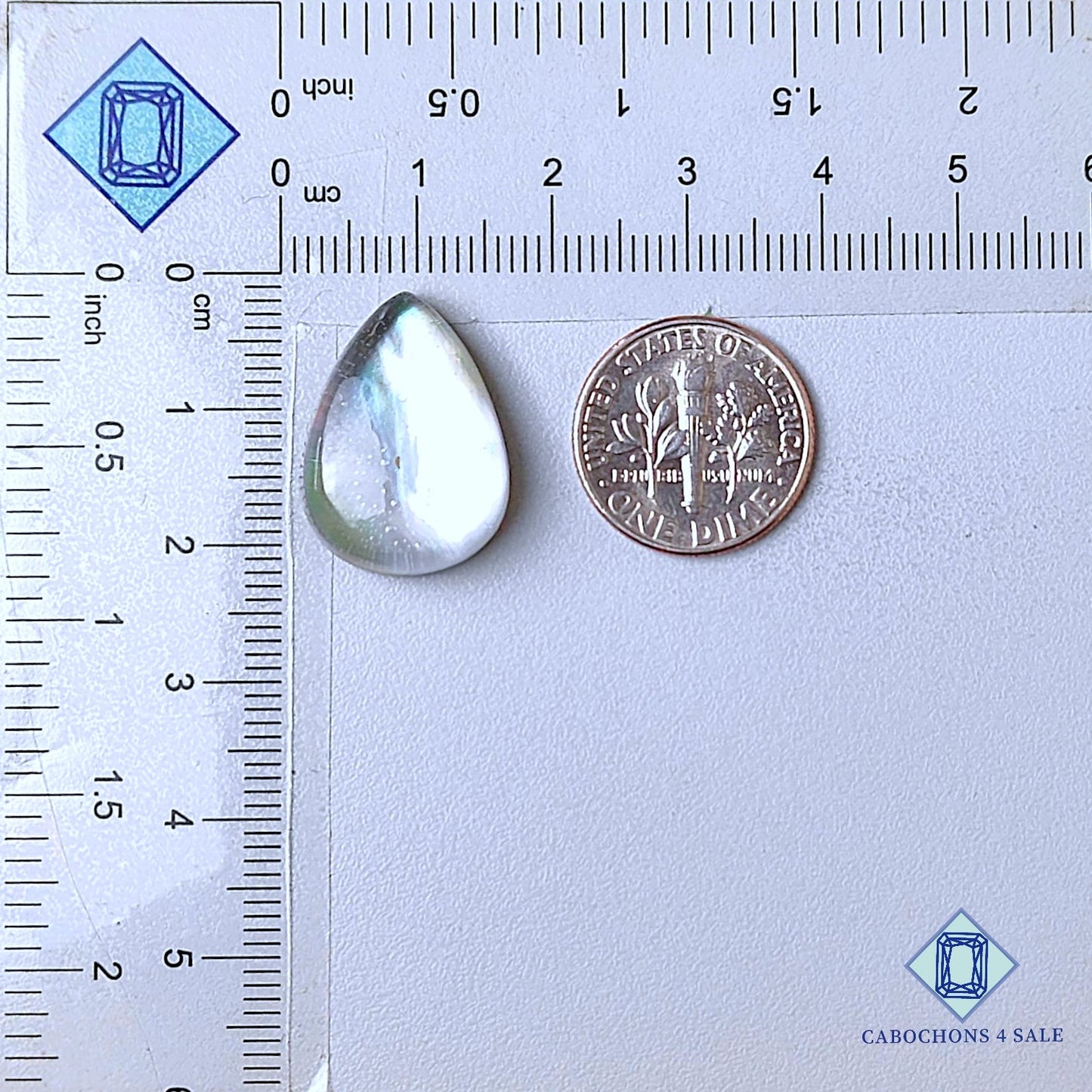 Dobletes de pera de piedra preciosa de cuarzo cristal y nácar de 20 x 15 x 7 mm disponibles para la venta