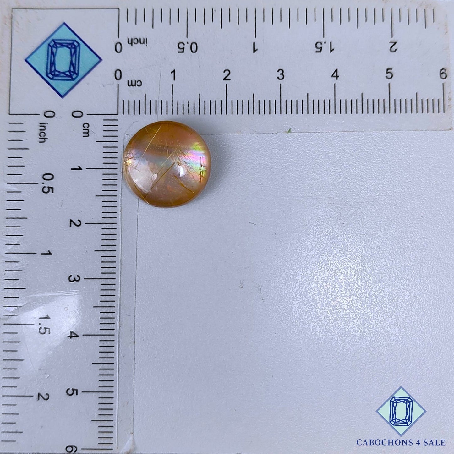 Piedras preciosas dobles redondas de nácar y cuarzo rutilo de 16 x 6 mm disponibles para la venta