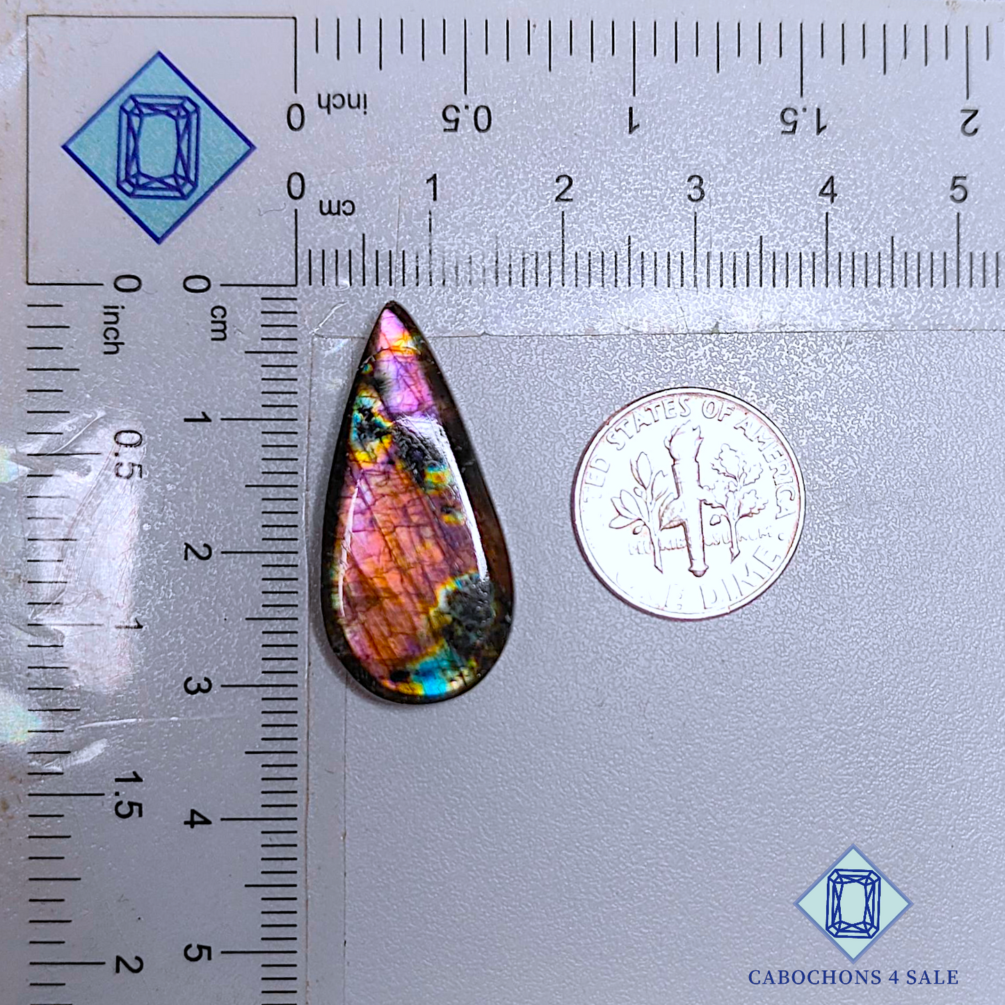 Multi Color Labradorite Pear Cabochons 30*14*6mm