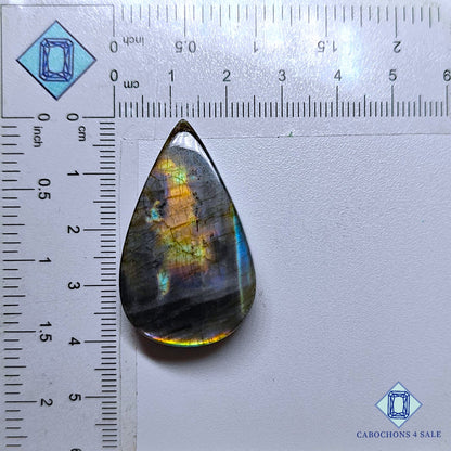 Natural Multi Color Labradorite Gemstone  Pear Cabochons 39*23*8mm from Madagascar available for sale