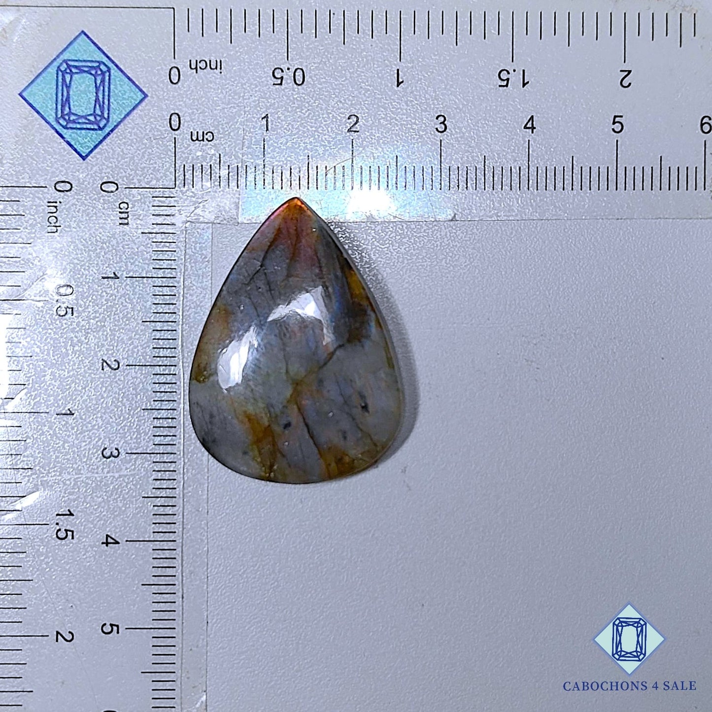 Natural Multi Color Labradorite Gemstone  Pear Cabochons 32*24*6mm from Madagascar available for sale