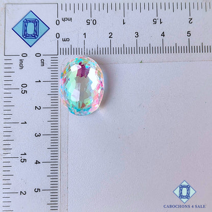 Piedra preciosa de vidrio místico de corte facetado ovalado de 22 x 16 x 9 mm disponible para la venta