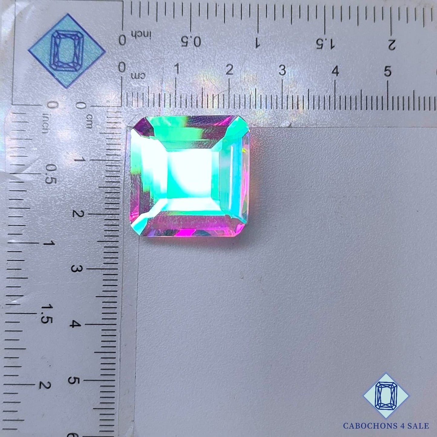 Mystic Quartz Rainbow + Crystal Quartz Doublet Gemstone  Rectangle Doublets 21*21*9mm available for sale