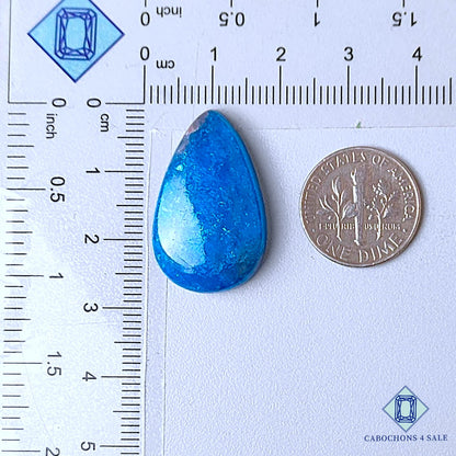 Natural Neon Apatite Gemstone  Pear Cabochons 27*16*6mm from Brazil available for sale
