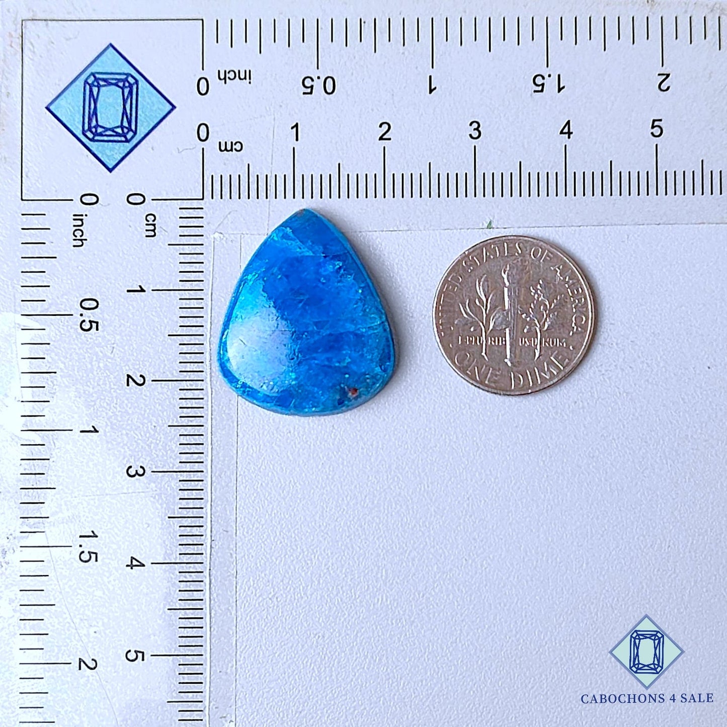 Natural Neon Apatite Gemstone  Pear Cabochons 23*19*5mm from Brazil available for sale