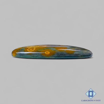 Cabujones ovalados de jaspe oceánico natural de 38 x 18 x 5 mm de Madagascar, disponibles para la venta.