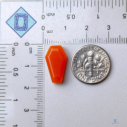 Orange Chalcedony Coffin Step Cut