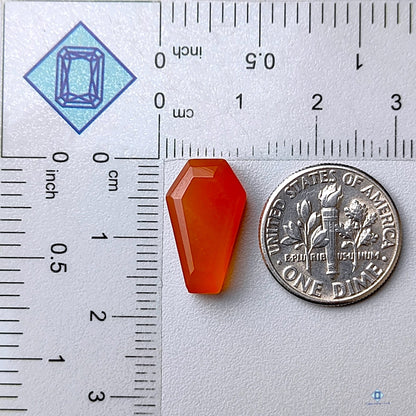 Orange Chalcedony Coffin Step Cut