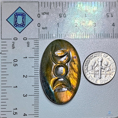 Orange  Labradorite Oval Carvings