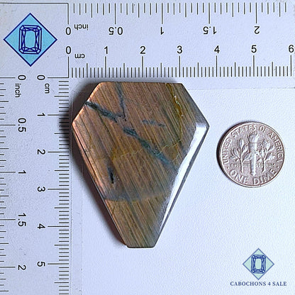 Cabujones de labradorita naranja natural de 44 x 36 x 7 mm, de Madagascar, disponibles para la venta.
