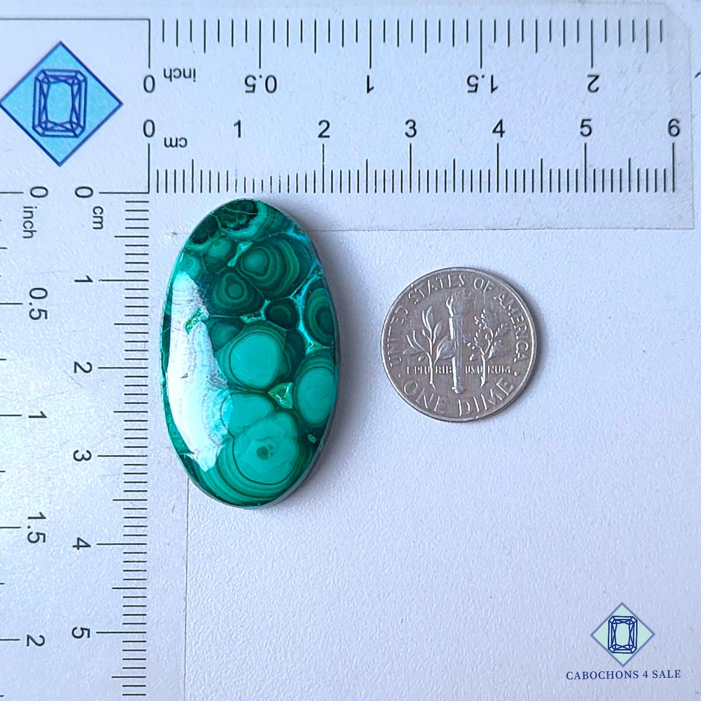 Natural Orbicular Malachite Gemstone  Oval Cabochons 35*21*6mm from Namibia  available for sale