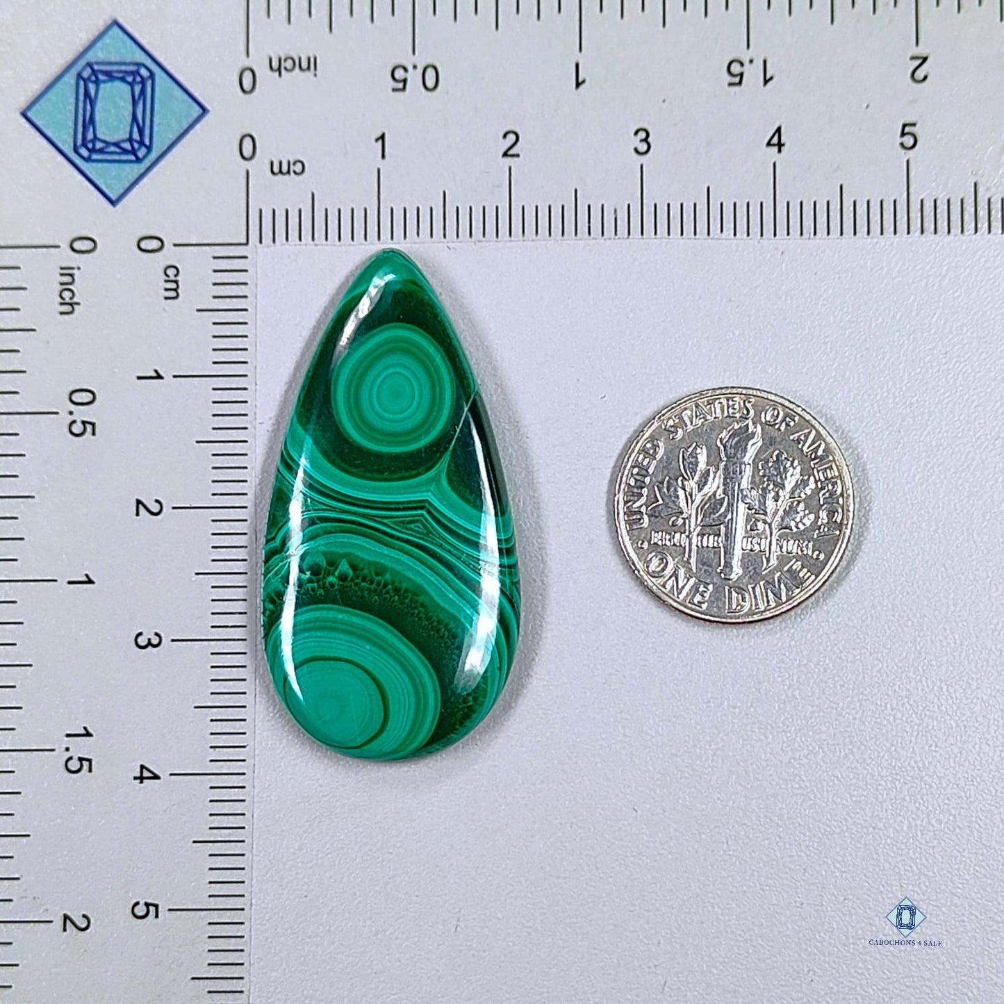 Orbicular Malachite Pear Cabochons