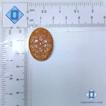 Peach Moonstone Oval Carvings