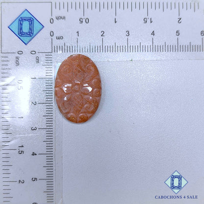 Peach Moonstone Oval Carvings