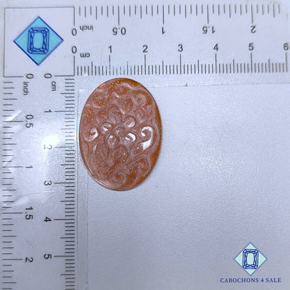 Peach Moonstone Oval Carvings