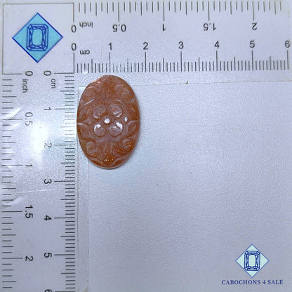 Peach Moonstone Oval Carvings