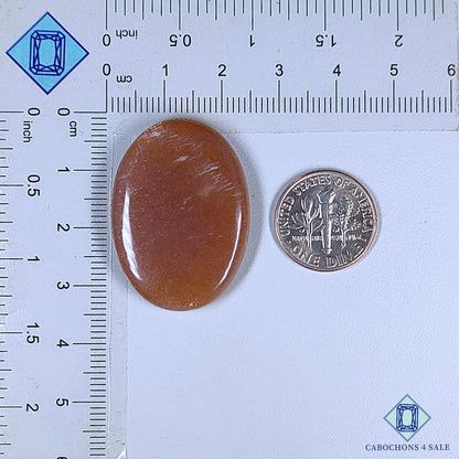 Natural Peach Moonstone Sunstone Gemstone  Oval Cabochons 33*24*6mm from Madagascar available for sale
