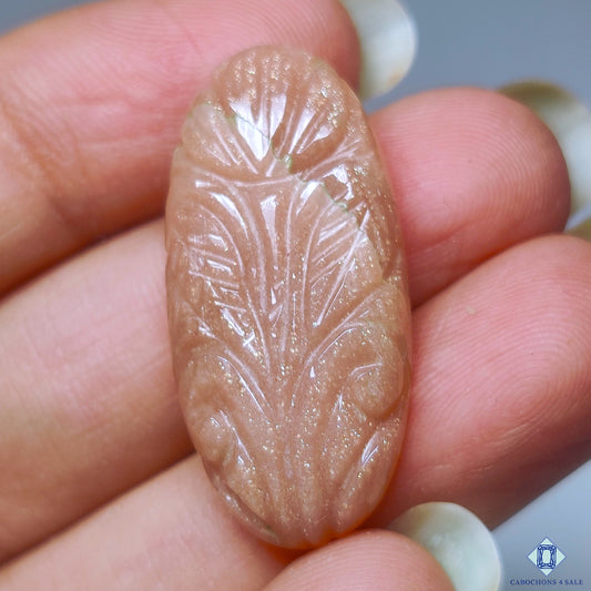 Peach Moonstone With Sunstone