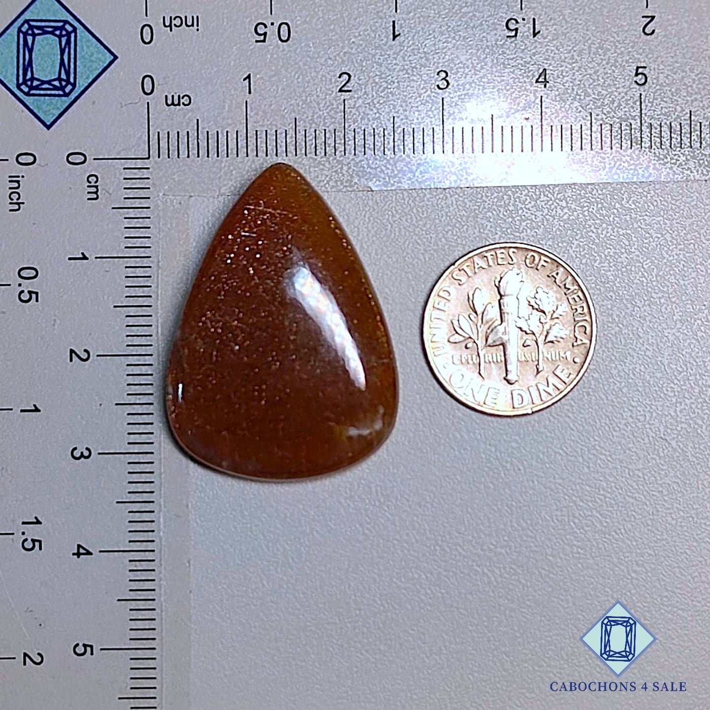 Natural Peach Moonstone With Sunstone Gemstone Pear Cabochons 32*23*7mm from Madagascar   available for sale