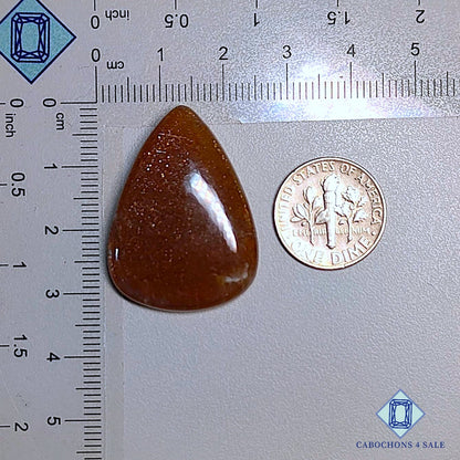 Natural Peach Moonstone With Sunstone Gemstone Pear Cabochons 32*23*7mm from Madagascar   available for sale