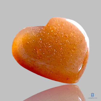 Peach Moonstone With Sunstone Heart Carvings