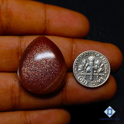 Natural Peach Moonstone with Sunstone Gemstone Pear Cabochons 27*22*6mm from Madagascar available for sale