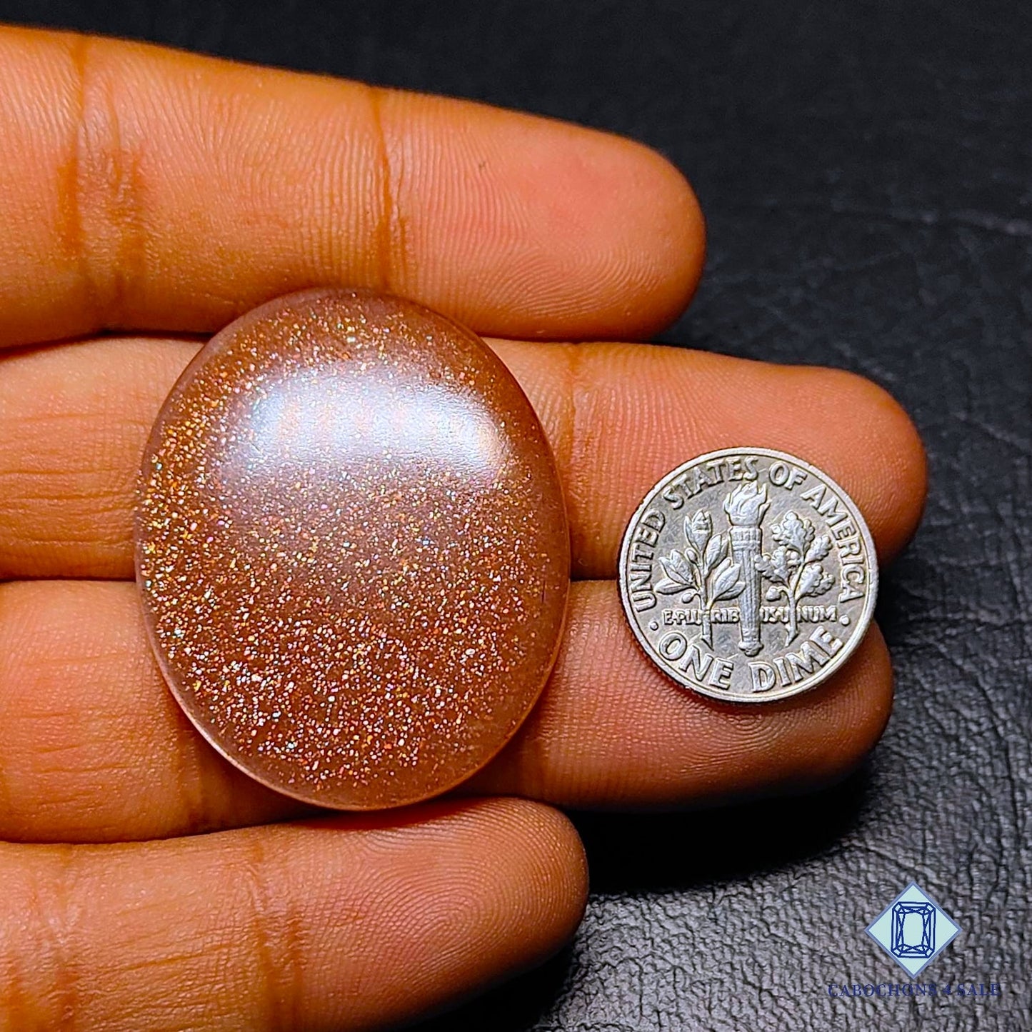 Natural Peach Moonstone with Sunstone Gemstone Oval Cabochons 36*29*5mm from Madagascar available for sale