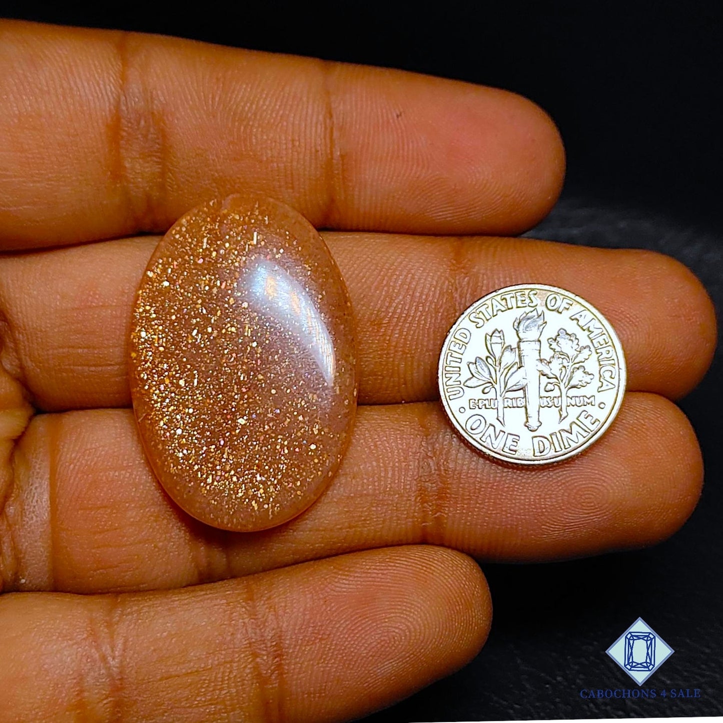Natural Peach Moonstone with Sunstone Gemstone Oval Cabochons 32*22*5mm from Madagascar available for sale