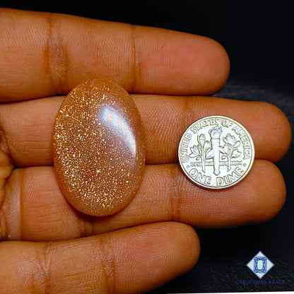 Natural Peach Moonstone with Sunstone Gemstone Oval Cabochons 32*22*5mm from Madagascar available for sale