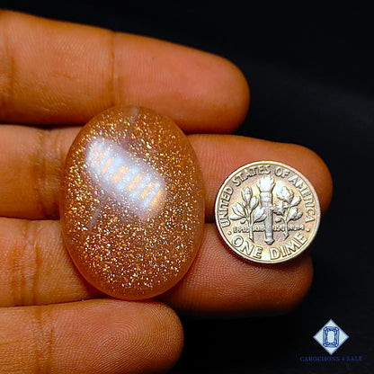Natural Peach Moonstone with Sunstone Gemstone Oval Cabochons 33*24*5mm  from Madagascar available for sale