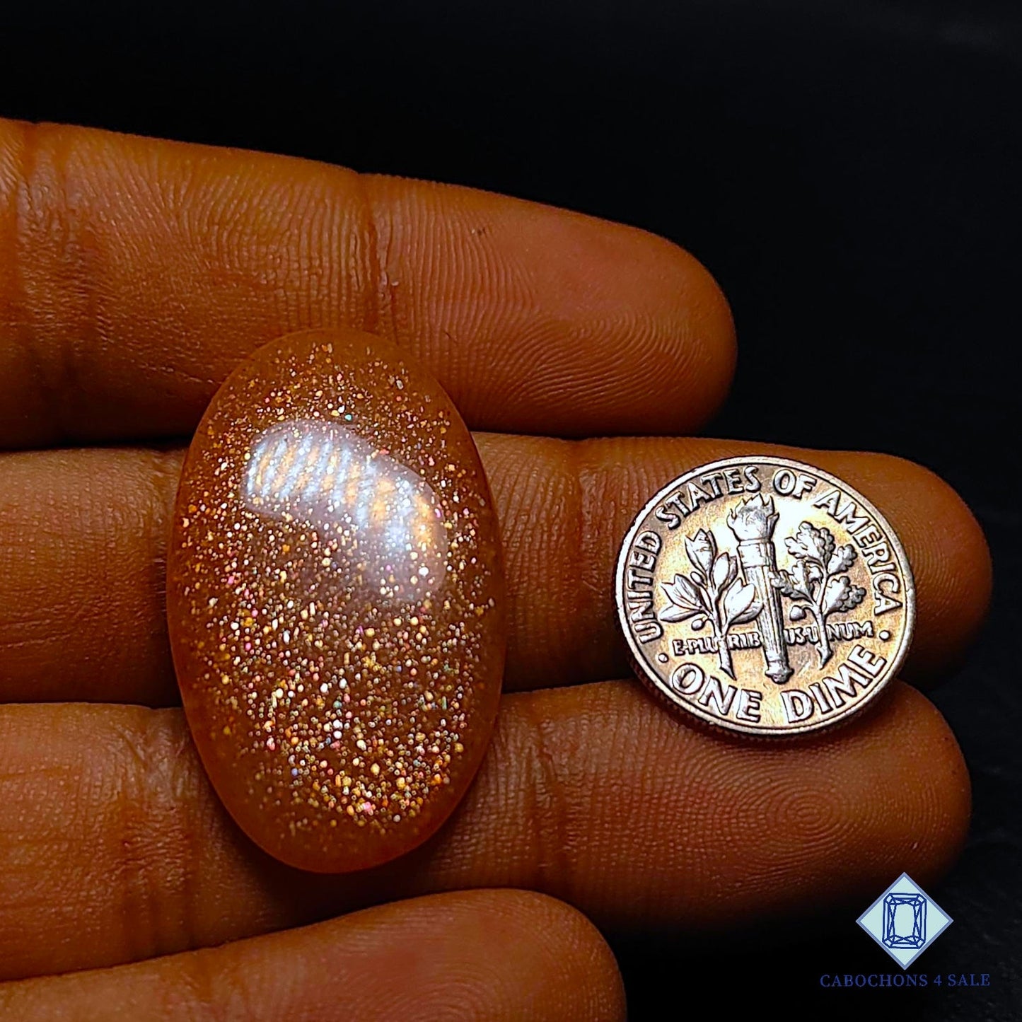 Natural Peach Moonstone with Sunstone Gemstone Oval Cabochons 33*19*4mm from Madagascar available for sale