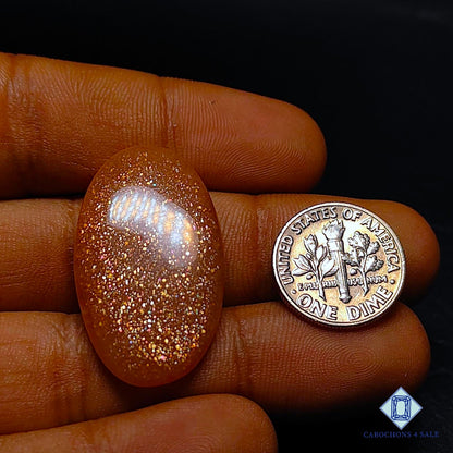 Natural Peach Moonstone with Sunstone Gemstone Oval Cabochons 33*19*4mm from Madagascar available for sale