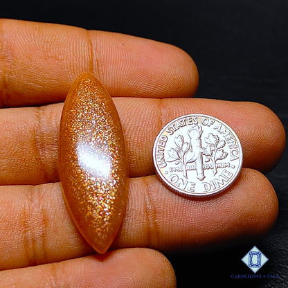 Natural Peach Moonstone with Sunstone Gemstone Marquise Cabochons 40*13*5mm from Madagascar available for sale