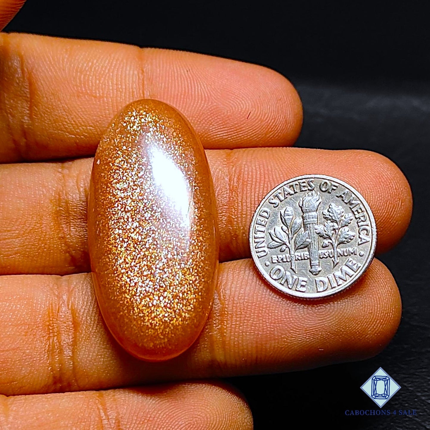 Natural Peach Moonstone with Sunstone Gemstone Oval Cabochons 39*18*6mm from Madagascar available for sale