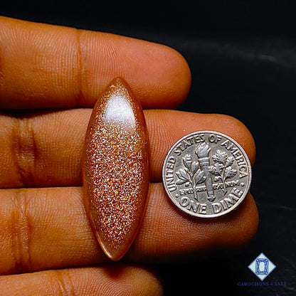 Natural Peach Moonstone with Sunstone Gemstone Marquise Cabochons 38*14*5mm from Madagascar available for sale