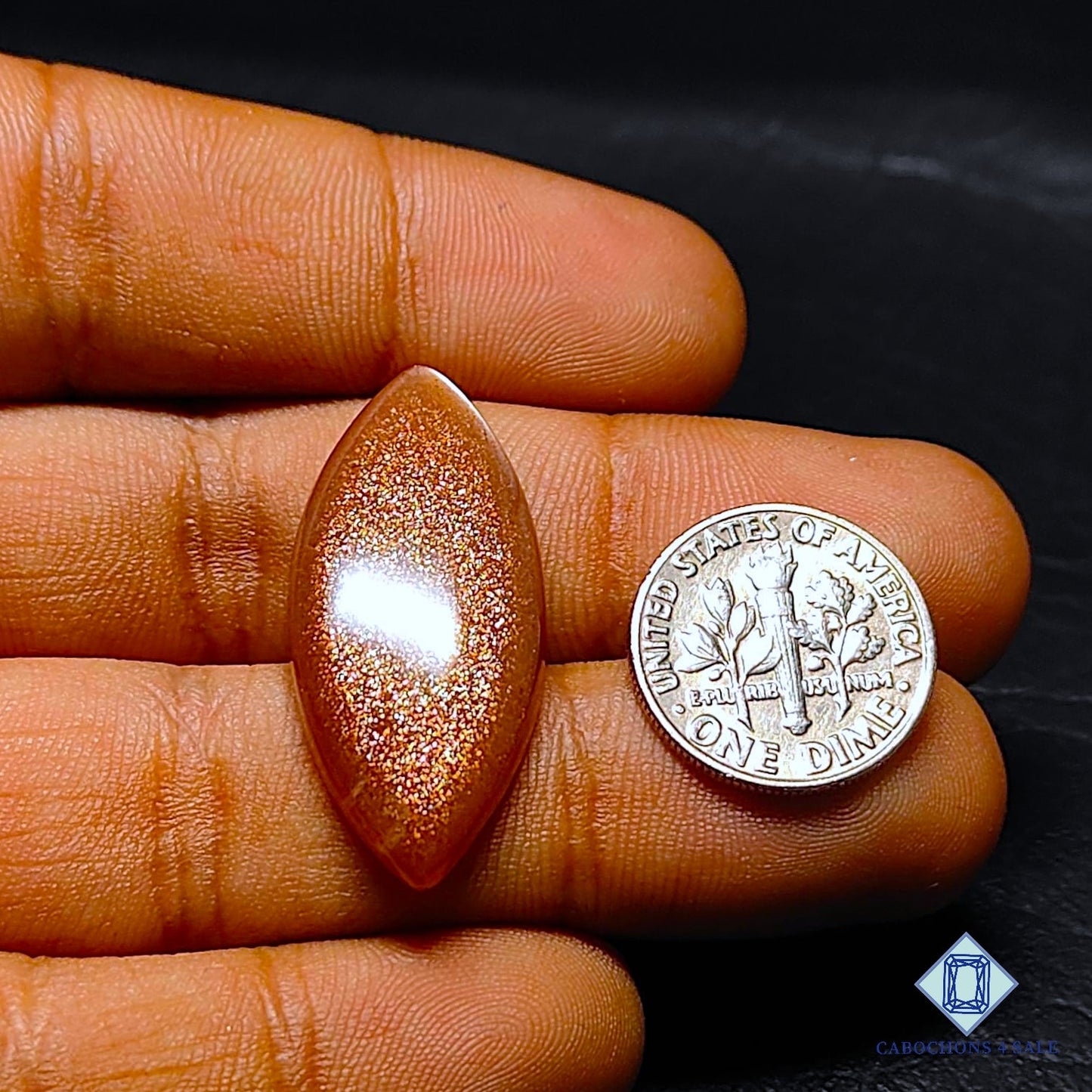 Natural Peach Moonstone with Sunstone Gemstone Marquise Cabochons 32*15*5mm from Madagascar available for sale